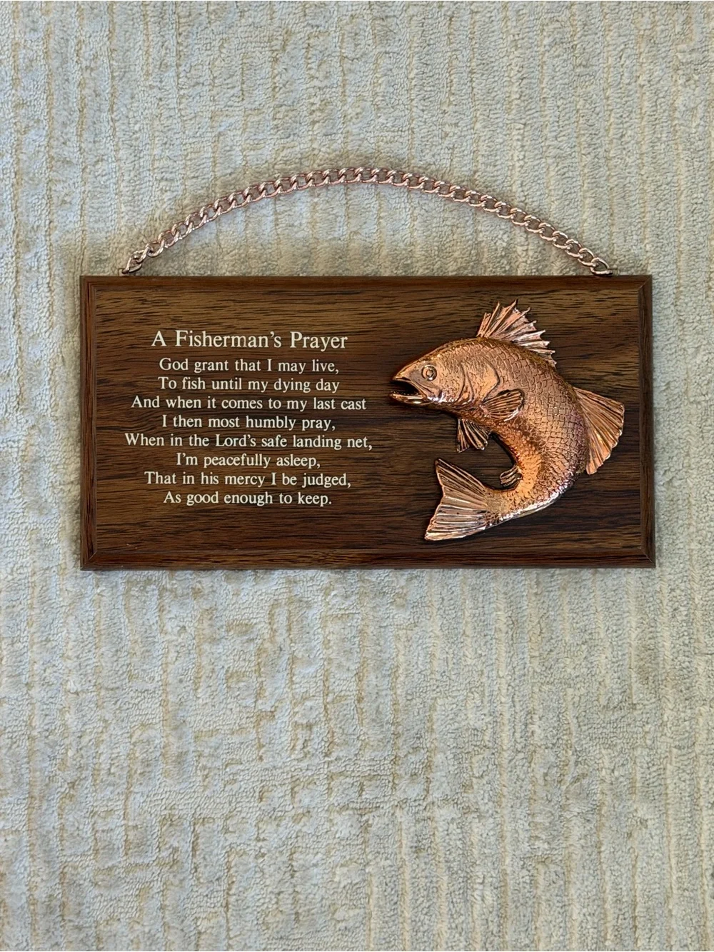 A Fisherman's Prayer Wall Plaque - Copper Fish Accent